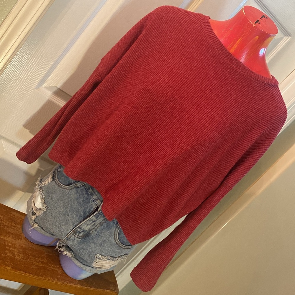 Zenana Outfitters Red Crew Neck Sweater - Picture 1 of 12
